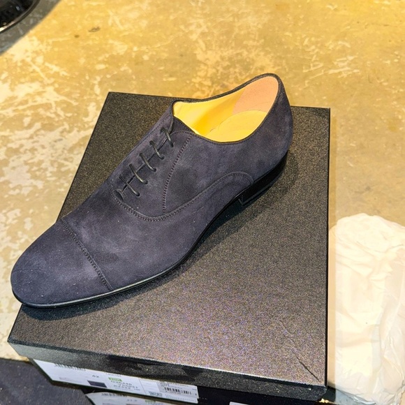Chanel Uniform Black Suede Cap Toe Lace Up Oxford Size 41 - Picture 1 of 4